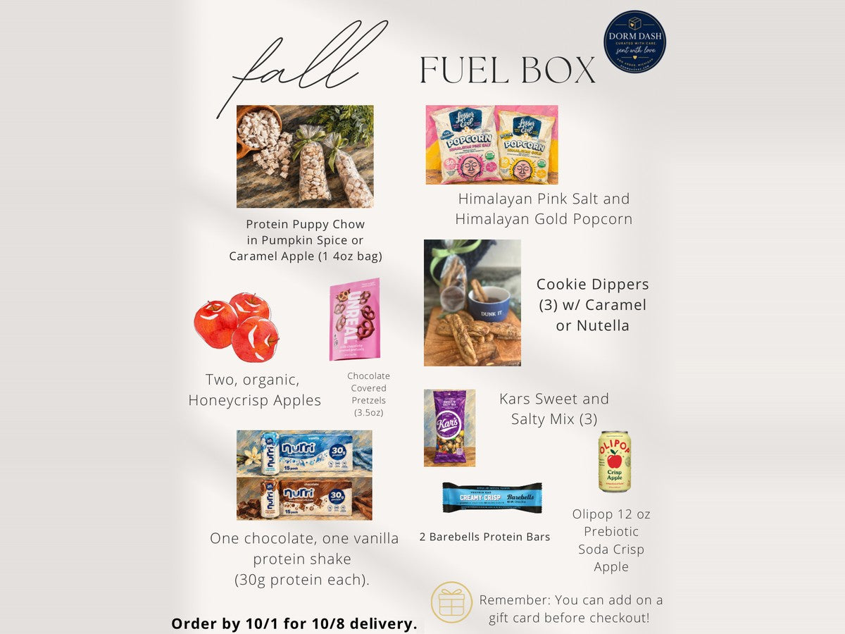 What is inside the Dorm Dash Fall Fuel Box